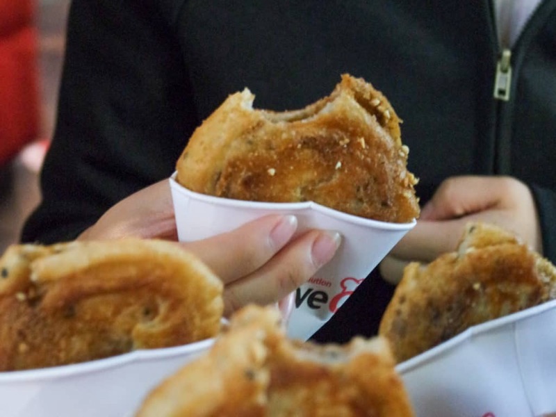 Butter hotteok being fried at BIFF Square Busan