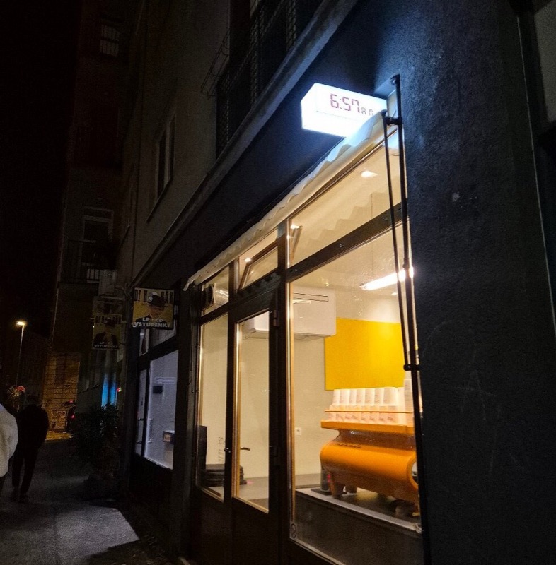 6:57 a.m. coffee shop in Bratislava