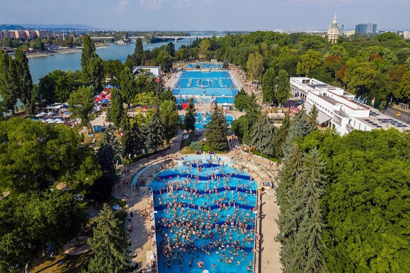 Palatinus Strand outdoor thermal pools on Margaret Island, Budapest