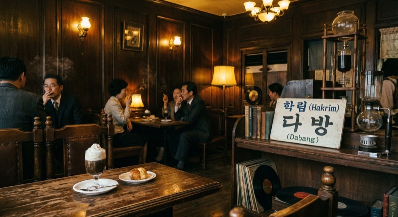 Hakrim Dabang classic coffee shop in Daehak-ro, Seoul