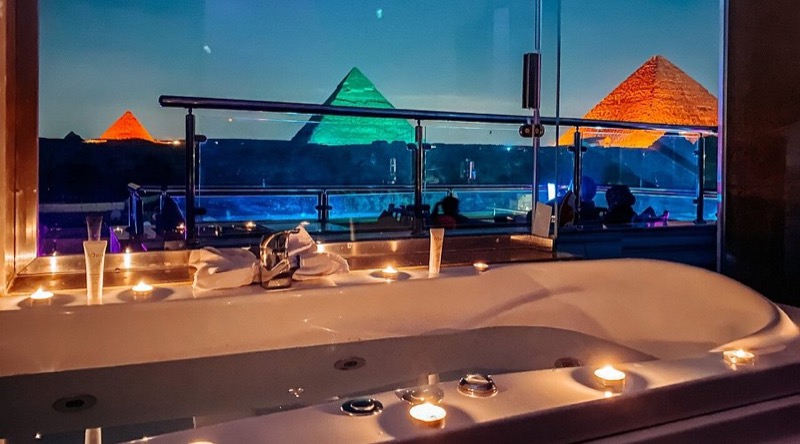 Best View Pyramids Hotel rooftop with direct Great Pyramid views