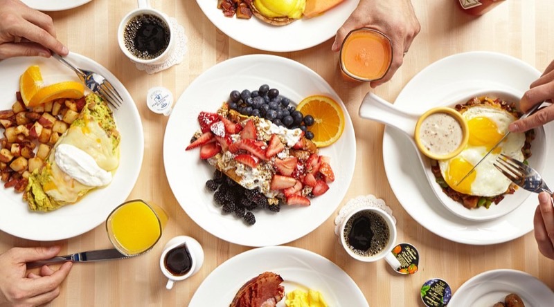 Yolk in Streeterville — Yolk is a popular chain known for its vibrant atmosphere and extensive menu feat