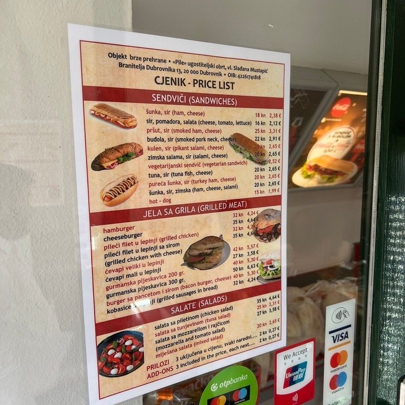 Sandwich Bar Pile near Pile Gate, Dubrovnik