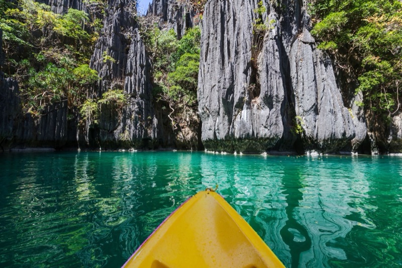 Kayaking through the Big Lagoon in El Nido, Palawan