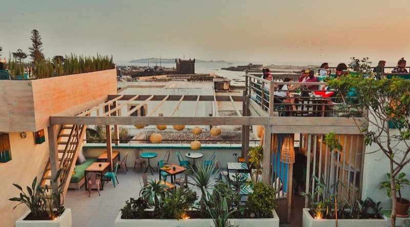 Taros Café rooftop terrace overlooking Place Moulay Hassan Essaouira