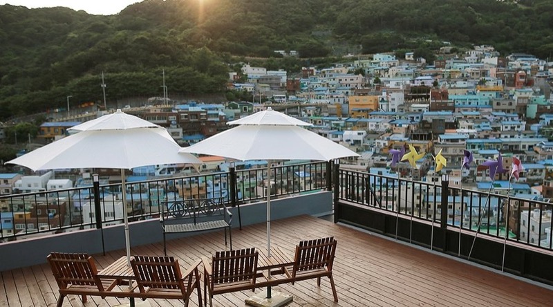 Coffee IT House terrace overlooking Gamcheon Culture Village