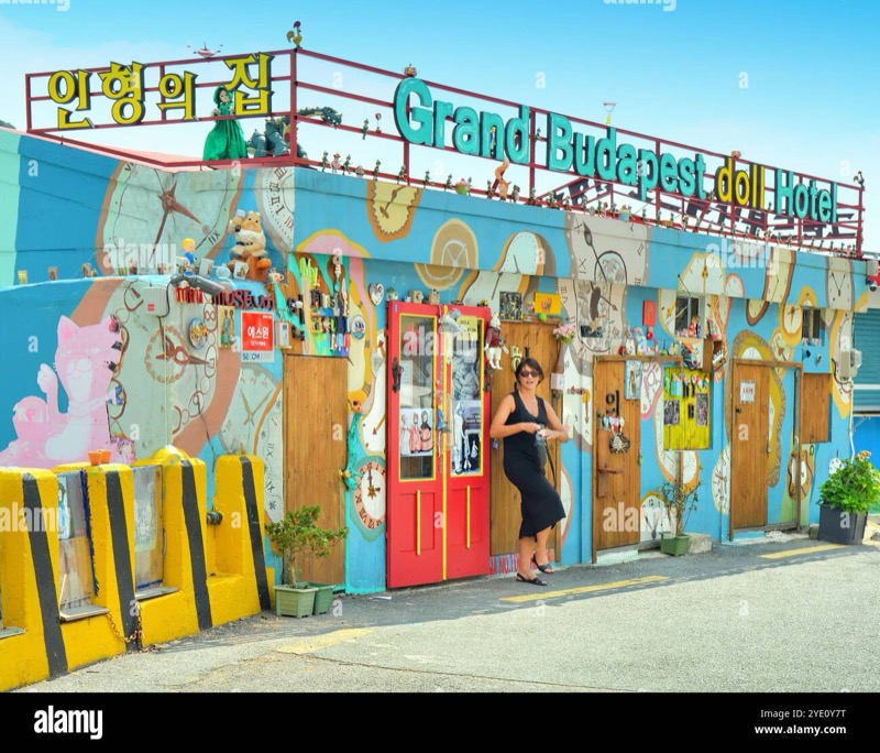 Grand Budapest Doll Hotel tower in Gamcheon Culture Village