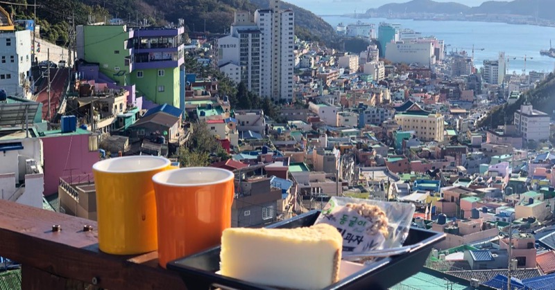 View from Wooin Cafe rooftop in Gamcheon Culture Village