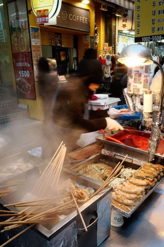 Fish cake stalls in Gukje Market alleyway, Busan