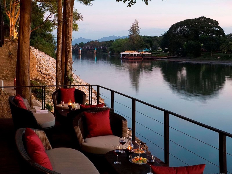The Terrace bar at U Inchantree resort overlooking River Kwai
