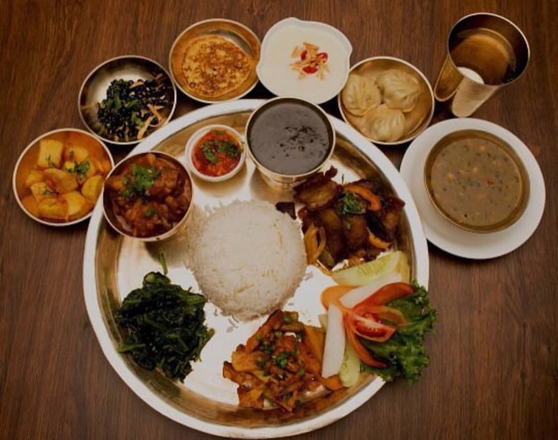 Dal bhat thali at Mantra Thakali Restaurant in Kathmandu