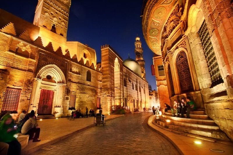 Layali Khan El Khalili rooftop terrace with mosque minaret view