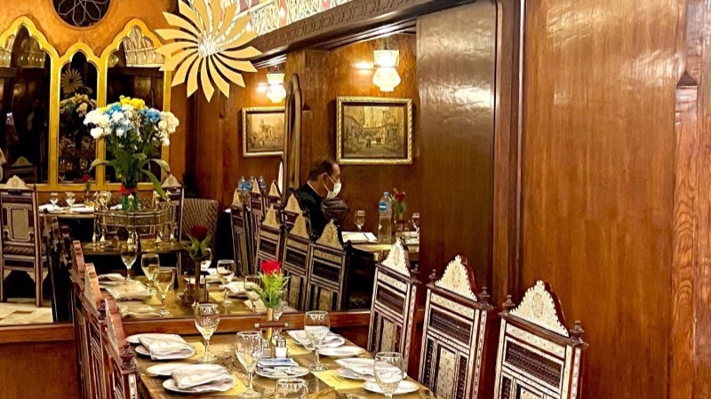 Naguib Mahfouz Café interior with arabesque decor