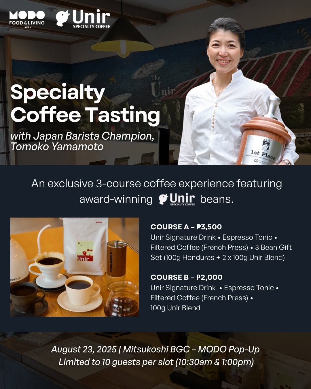 Unir specialty coffee in Kyoto