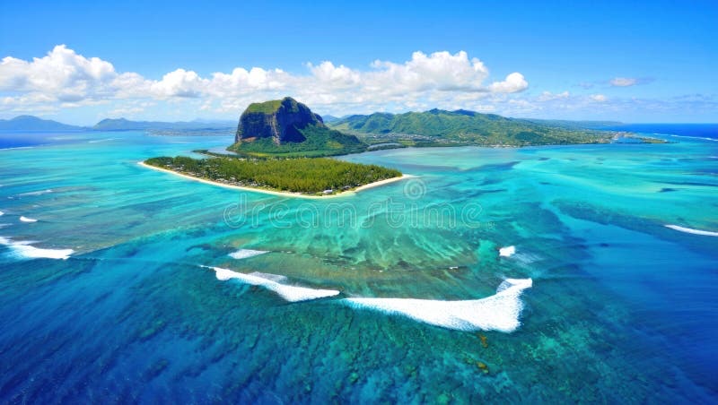 One Eye Beach snorkeling with Le Morne Brabant view, Mauritius