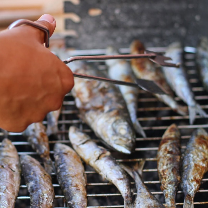 Santos Populares street grilled sardines in Lisbon