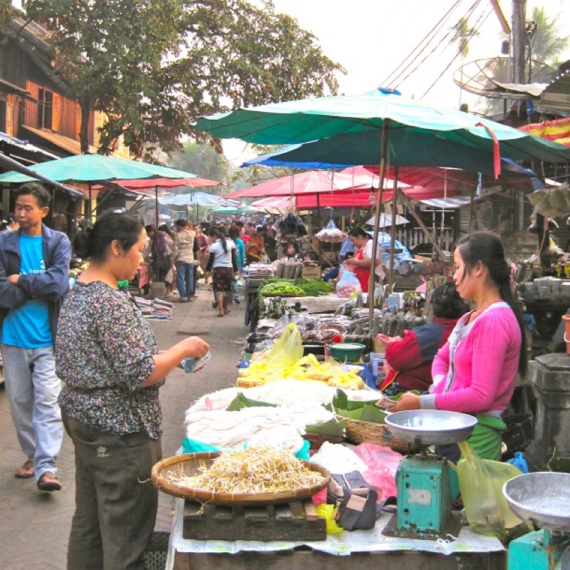 Morning Market noodle vendors in Luang Prabang