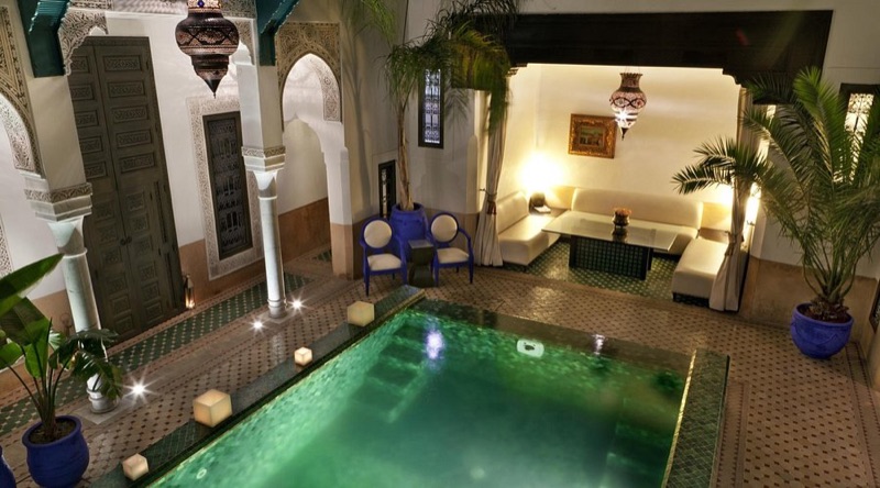 Riad Farnatchi luxury courtyard in Marrakech