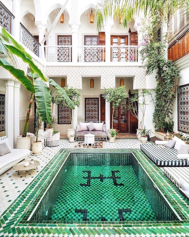 Riad Yasmine courtyard pool in Marrakech Medina