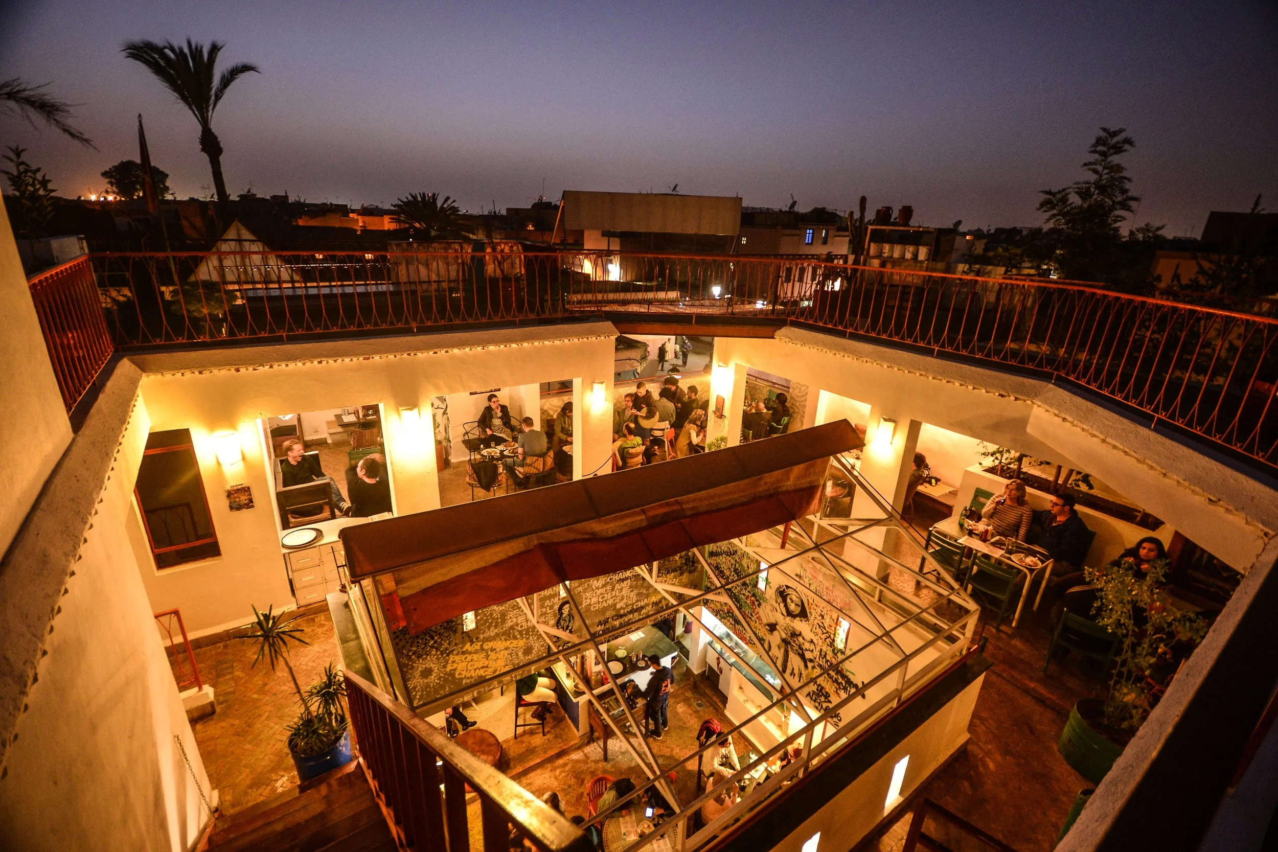 Courtyard of Café Clock in Marrakech