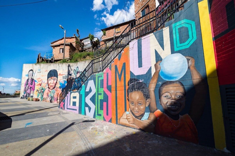 Graffiti murals in Independencia II section of Comuna 13