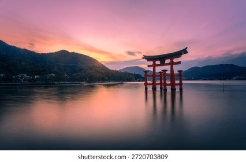 Sunset at Miyajima torii gate