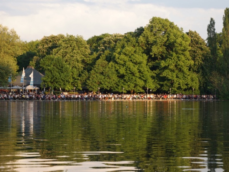 Seehaus beer garden on the lake in Munich's Englischer Garten