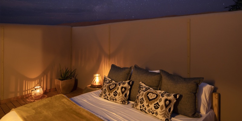 Star gazer bedroom open to sky at Kwessi Dunes Lodge NamibRand