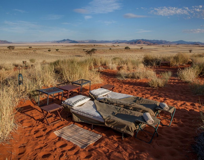 Sleeping under stars on bedrolls at Tok-Tokkie Trails NamibRand