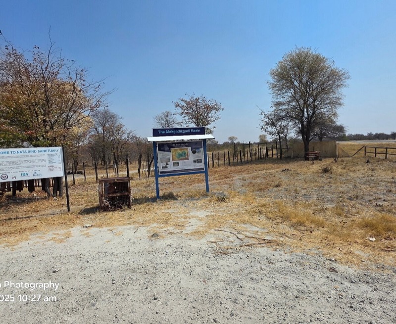 Nata Bird Sanctuary Main Entrance & Hides in 20km south of Nata, off the A3 highway