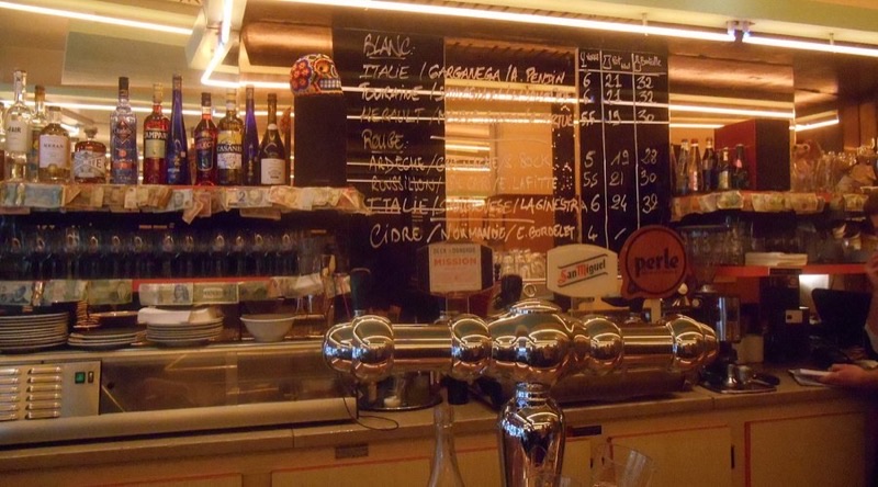 Aux Deux Amis wine bistro on Rue Oberkampf, Paris