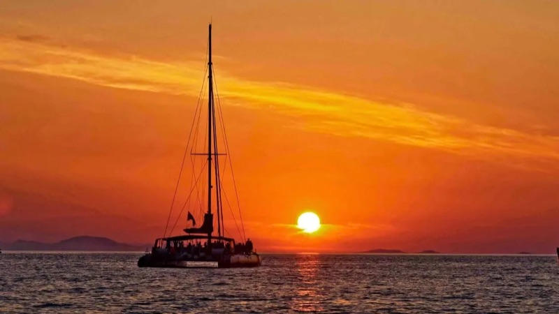 Sunset Catamaran Cruise in Santorini, Greece