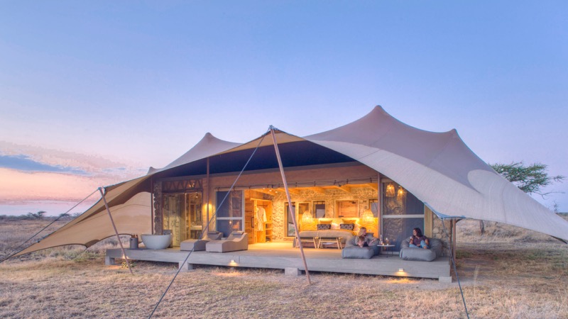 Asilia Namiri Plains tented camp in the eastern Serengeti cheetah territory