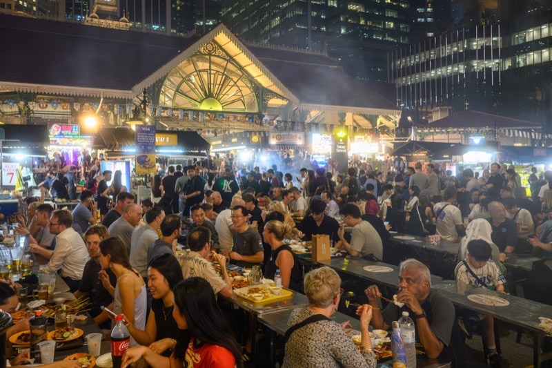 Lau Pa Sat Satay Street in Boon Tat St, Singapore