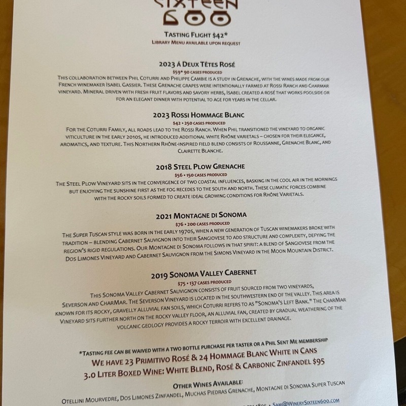 Winery Sixteen 600 in Sonoma — Winery Sixteen 600 offers a highly personalized and intimate tasting experience 