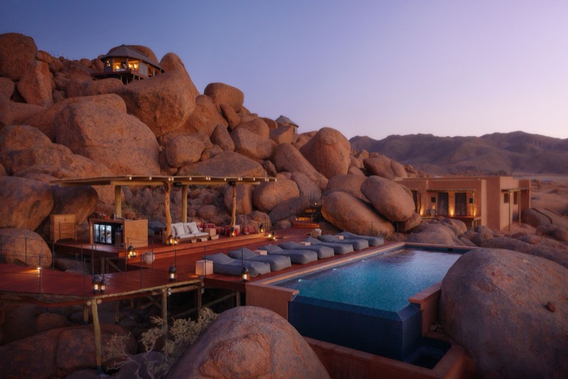 Zannier Hotels Sonop tented camp perched on boulders in the desert