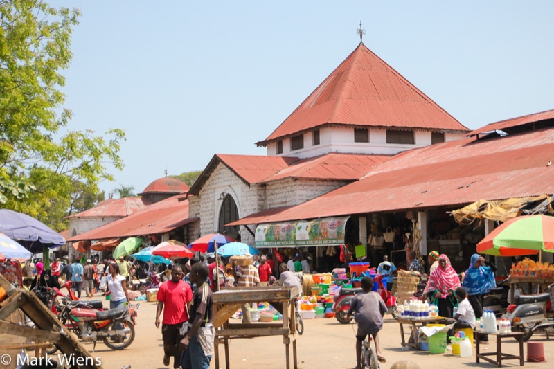 Darajani Market in Stone Town Zanzibar with spices and fresh produce