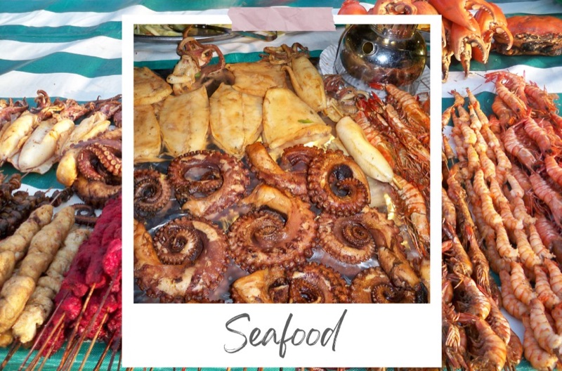 Grilled lobster octopus and fish at Forodhani Gardens night market