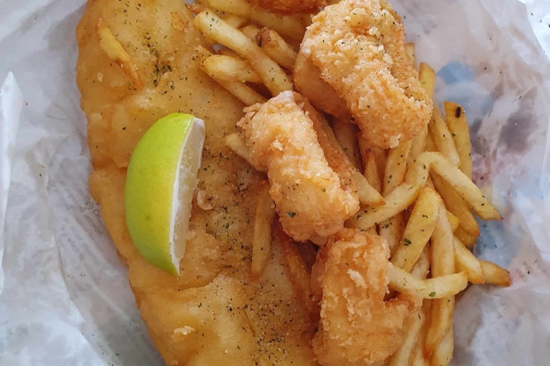 Fork and Nice food truck serving fish and chips near Swakopmund beach