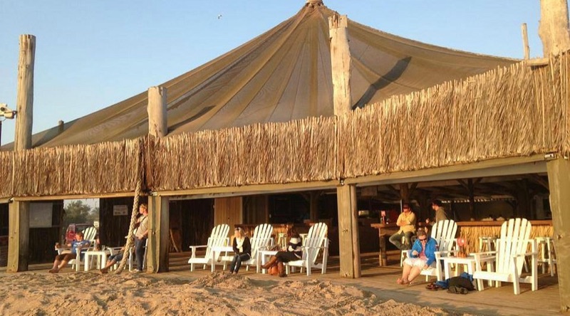 Tiger Reef beachfront bar and grill at sunset, Swakopmund