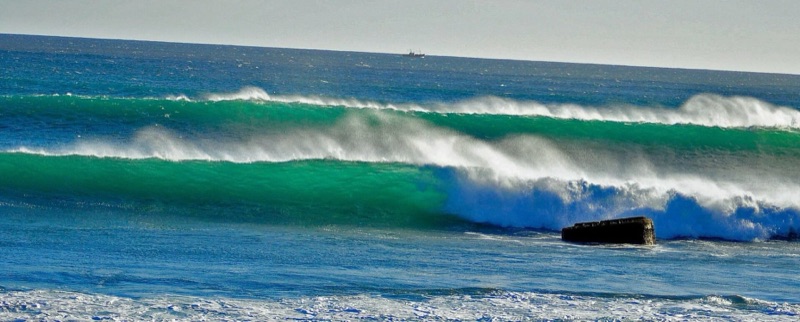 Boilers surf break near Taghazout Morocco — expert only reef slab