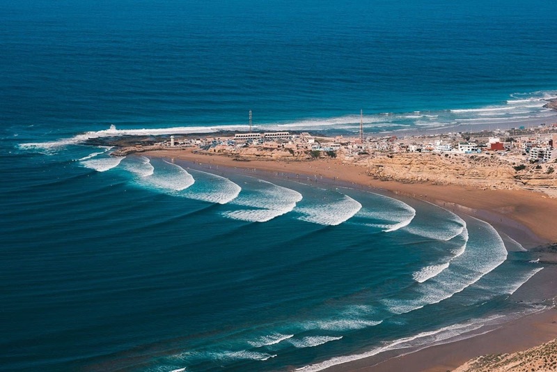Imsouane Bay surf break, Morocco — long beginner wave