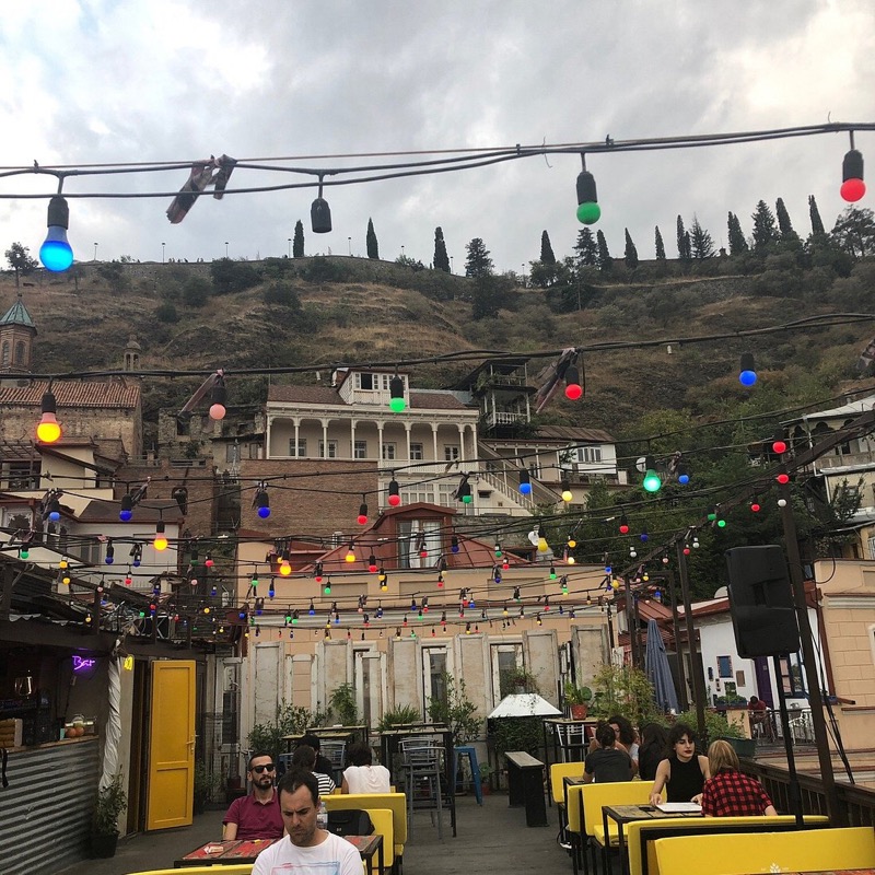 Art-Cafe HOME terrace with Narikala Fortress views in Tbilisi