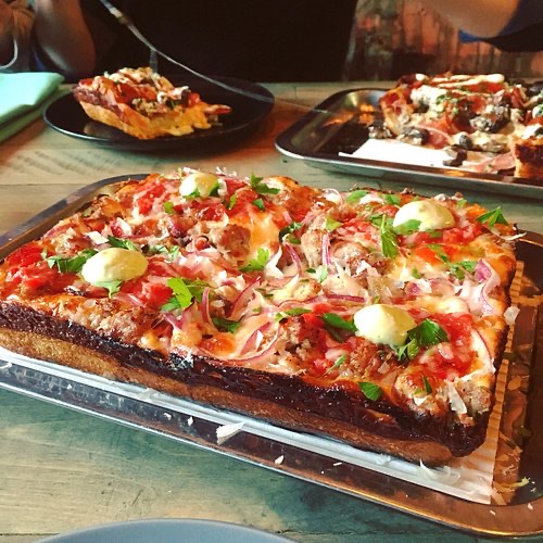 Descendant Detroit-Style Pizza in Leslieville — Descendant brought authentic Detroit-style pizza to Toronto, featuring thick, re