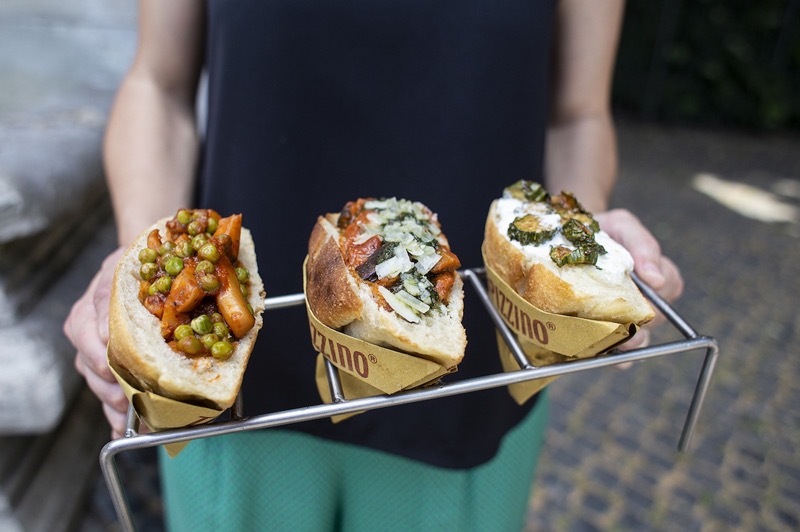 Trapizzino street food in Trastevere — stuffed pizza pockets