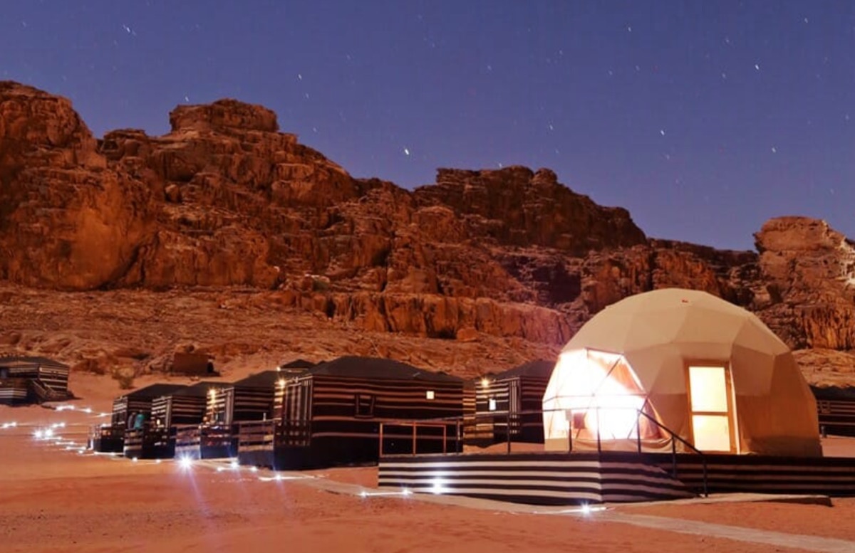 Wadi Rum Martian Camp domes in the desert