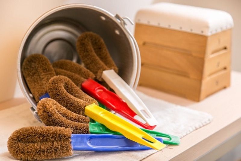 Kamenoko Tawashi palm-fiber scrubbers shop in Yanaka area