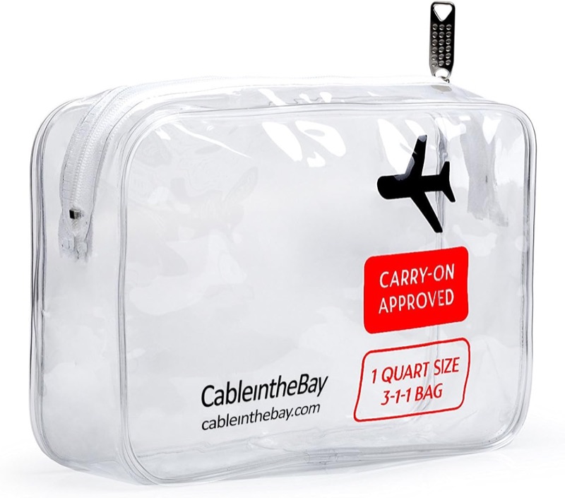 Clear TSA approved quart zip toiletry bag for carry-on travel