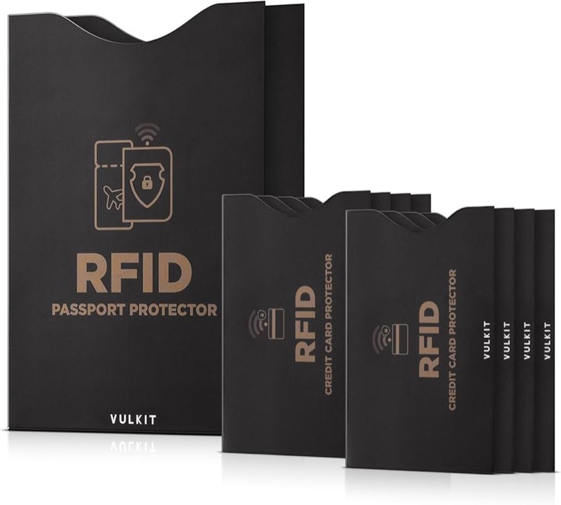 RFID blocking passport and credit card sleeve set