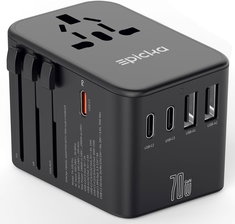 EPICKA universal travel adapter with USB ports